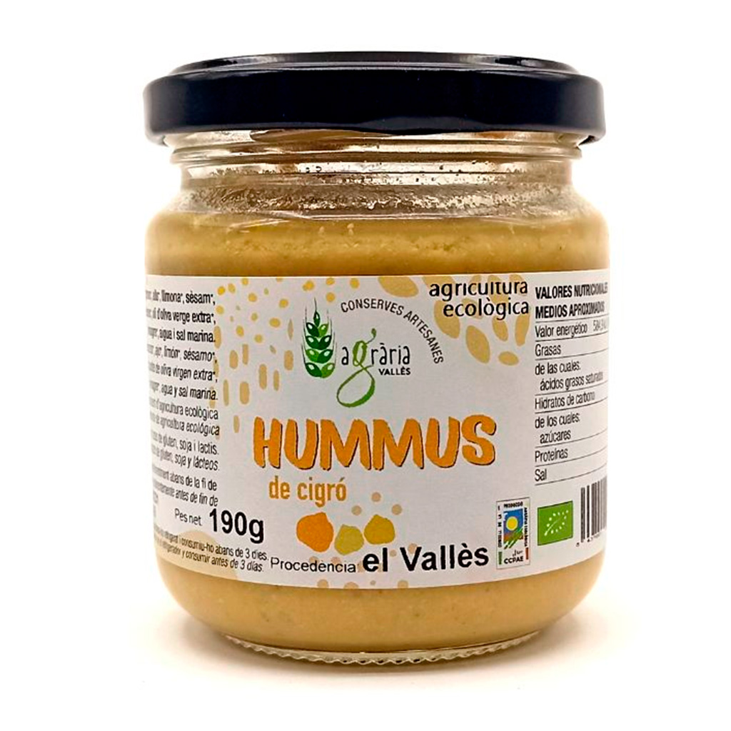 Hummus de cigró ecològic Agrària Vallés hummus ecològic